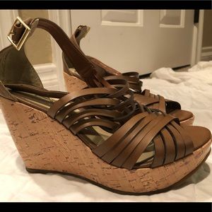 Brown strappy wedges